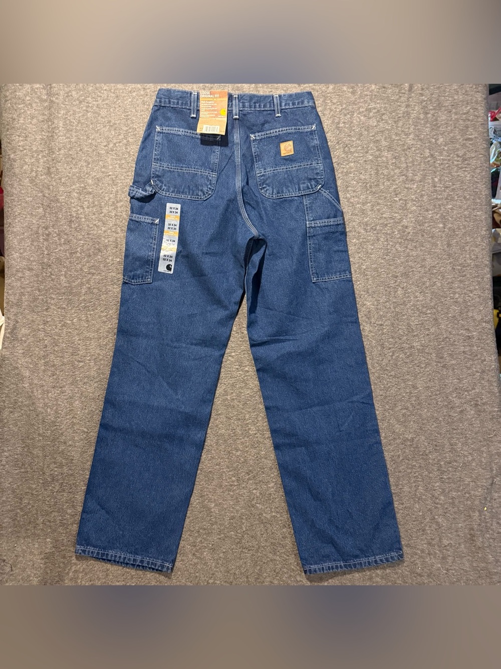Carhartt Loose Original Fit Work Dungaree Jeans Mens 32x34 blue Heavy Durable